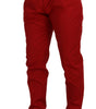 Dolce & Gabbana Red Cotton Slim Fit Trousers Chinos Pants