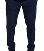 Dolce & Gabbana Blue Cotton Silk Trousers Chinos Pants