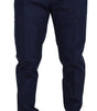 Dolce & Gabbana Blue Cotton Silk Trousers Chinos Pants