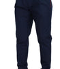 Dolce & Gabbana Blue Cotton Silk Trousers Chinos Pants