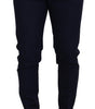 Dolce & Gabbana Blue Linen Cotton Slim Trousers Chinos Pants
