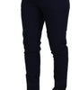 Dolce & Gabbana Blue Linen Cotton Slim Trousers Chinos Pants