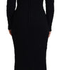 Dolce &amp; Gabbana Elegant Black Wool Blend Sweater Dress