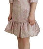 Dolce & Gabbana Pink Jaquard 3/4 Sleeve Sheath Midi Dress