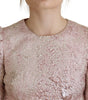 Dolce & Gabbana Pink Jaquard 3/4 Sleeve Sheath Midi Dress