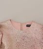 Dolce & Gabbana Pink Jaquard 3/4 Sleeve Sheath Midi Dress