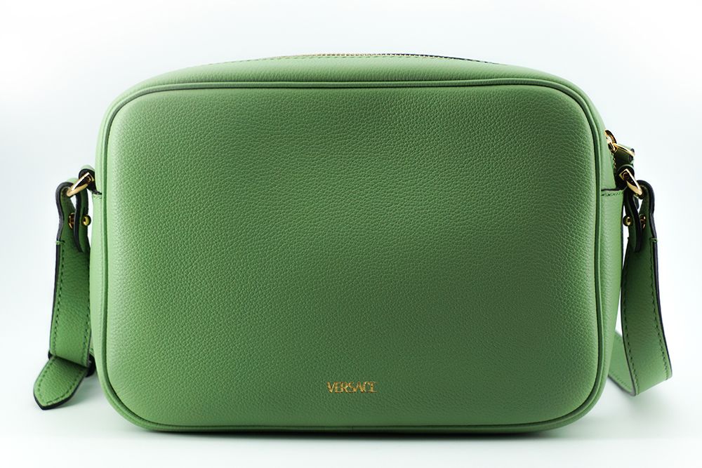 Sacoche élégante pour appareil photo en cuir vert menthe Versace