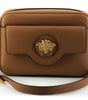 Sac à bandoulière élégant en cuir marron pour appareil photo Versace
