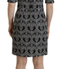 Dolce & Gabbana Black Gray Jacquard Sheath Bodycon Dress