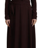 Dolce & Gabbana Brown Wrap Long Sleeve Midi Stretch Dress