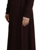 Dolce & Gabbana Brown Wrap Long Sleeve Midi Stretch Dress