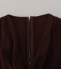 Dolce & Gabbana Brown Wrap Long Sleeve Midi Stretch Dress