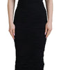 Dolce & Gabbana Black Sheath Midi Bodycon Lace Silk Dress