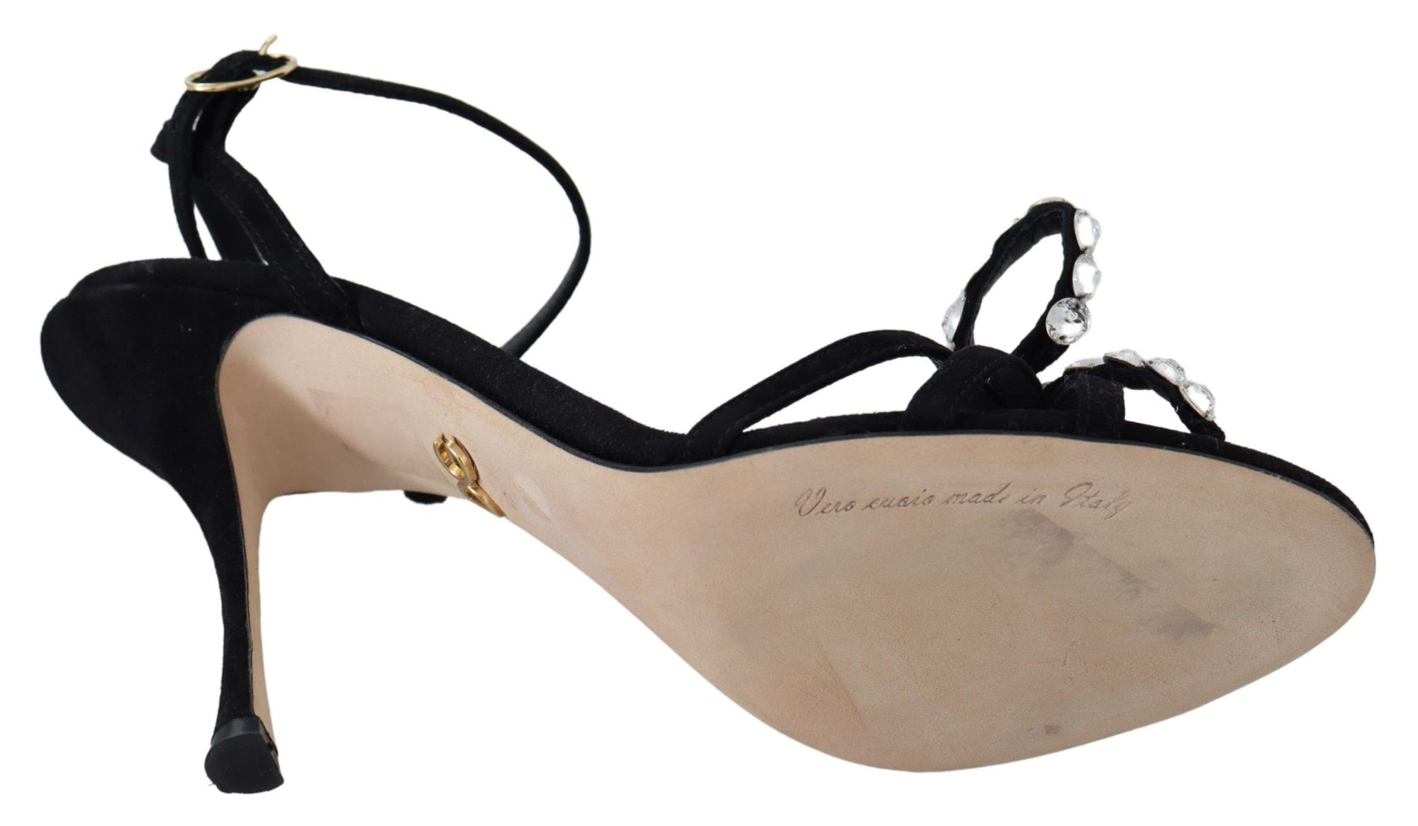 Sandales hautes élégantes en daim Dolce &amp; Gabbana avec nœuds en cristal
