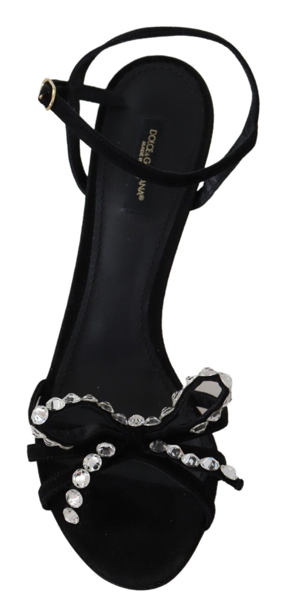 Sandales hautes élégantes en daim Dolce &amp; Gabbana avec nœuds en cristal