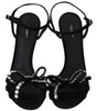 Sandales hautes élégantes en daim Dolce &amp; Gabbana avec nœuds en cristal