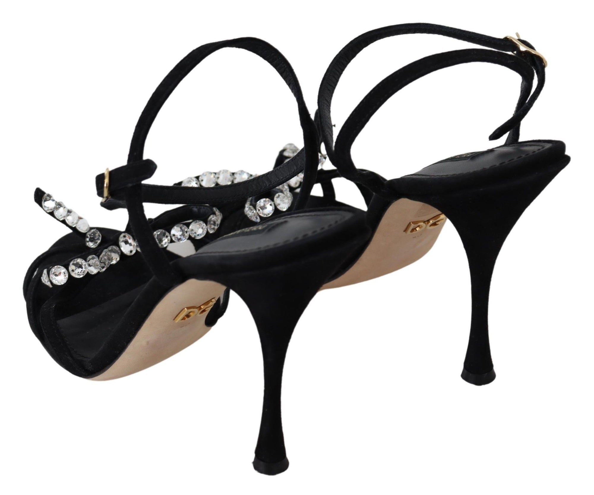 Sandales hautes élégantes en daim Dolce &amp; Gabbana avec nœuds en cristal