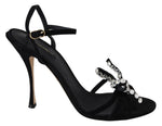 Sandales hautes élégantes en daim Dolce &amp; Gabbana avec nœuds en cristal