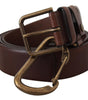 Dolce & Gabbana Brown Leather Gold Metal Buckle Carabiner Belt