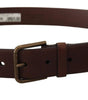 Dolce & Gabbana Brown Leather Gold Metal Buckle Carabiner Belt