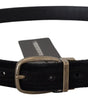 Dolce & Gabbana Black Velvet Leather Antique Metal Buckle