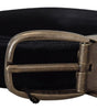 Dolce & Gabbana Black Velvet Leather Antique Metal Buckle