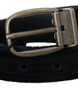Dolce & Gabbana Black Velvet Leather Antique Metal Buckle