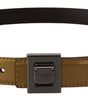 Dolce & Gabbana Gold Leather Silver Square Metal Buckle Belt