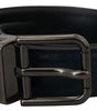 Dolce & Gabbana Blue Leather Silver Metal Buckle Vintage Belt