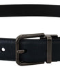 Dolce & Gabbana Blue Leather Silver Metal Buckle Vintage Belt