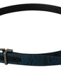 Dolce & Gabbana Blue Jacquard Moire Silver Metal Belt Men