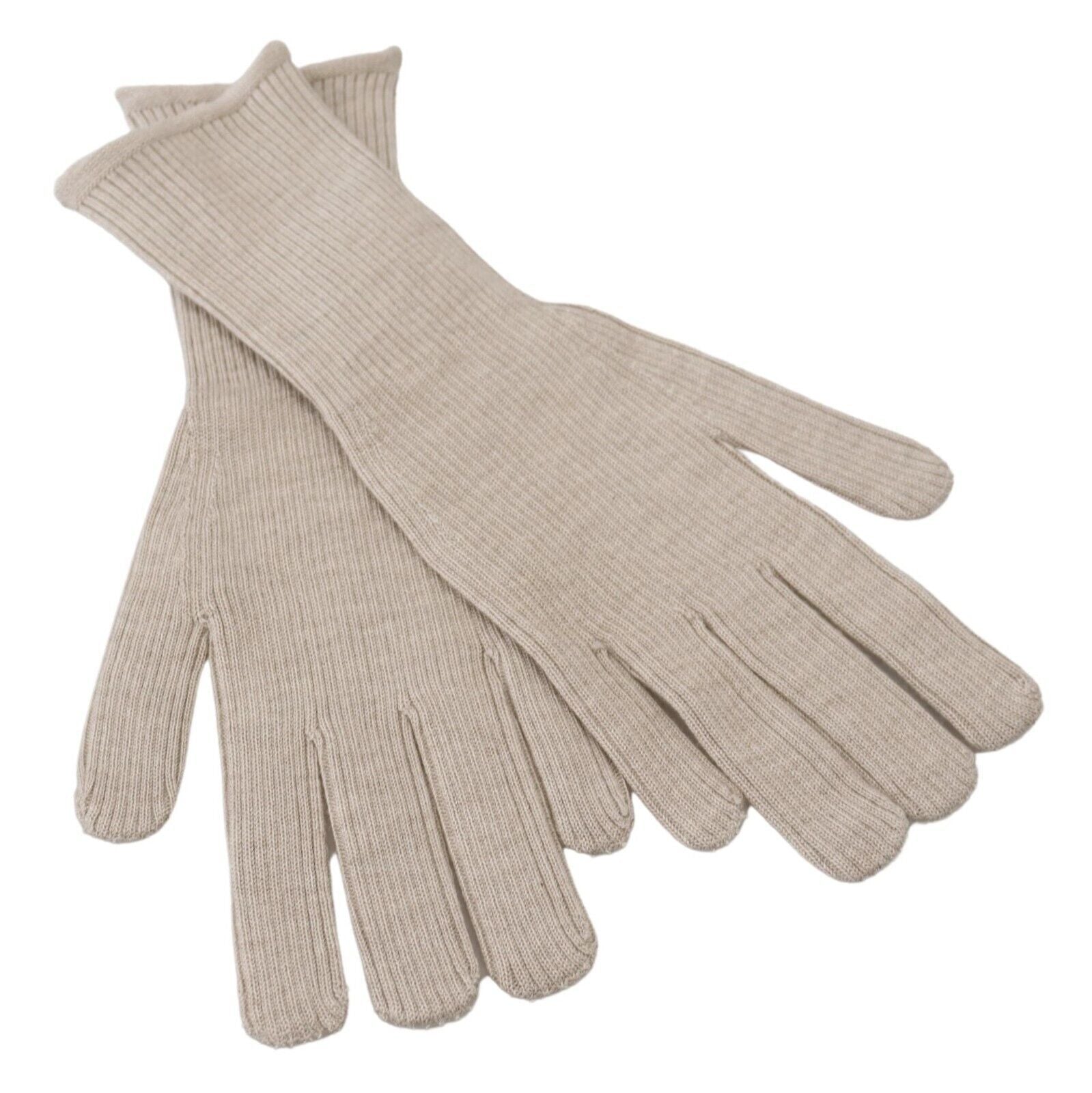 Gants élégants Dolce &amp; Gabbana en mélange de cachemire et de soie ivoire