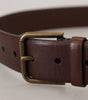 Dolce & Gabbana Brown Leather Gold Metal Buckle Carabiner Belt