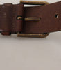 Dolce & Gabbana Brown Leather Gold Metal Buckle Carabiner Belt
