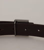 Dolce & Gabbana Gold Leather Silver Square Metal Buckle Belt