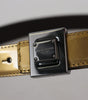 Dolce & Gabbana Gold Leather Silver Square Metal Buckle Belt