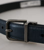 Dolce & Gabbana Blue Leather Silver Metal Buckle Vintage Belt