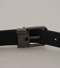 Dolce & Gabbana Blue Leather Silver Metal Buckle Vintage Belt