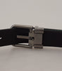 Dolce & Gabbana Blue Jacquard Moire Silver Metal Belt Men