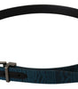 Dolce & Gabbana Blue Jacquard Moire Silver Metal Belt Men