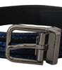 Dolce & Gabbana Blue Jacquard Stripe Silver Buckle Belt