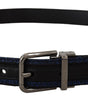 Dolce & Gabbana Blue Jacquard Stripe Silver Buckle Belt
