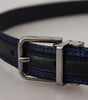 Dolce & Gabbana Blue Jacquard Stripe Silver Buckle Belt