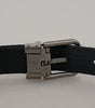Dolce & Gabbana Blue Jacquard Stripe Silver Buckle Belt