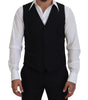 Dolce & Gabbana Black Virgin Wool Waistcoat Formal Dress Vest
