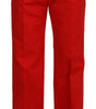 Dolce & Gabbana Red Straight Fit Men Trousers Cotton Pants