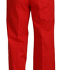 Dolce & Gabbana Red Straight Fit Men Trousers Cotton Pants