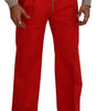 Dolce & Gabbana Red Straight Fit Men Trousers Cotton Pants