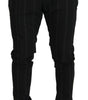 Dolce & Gabbana Black Striped Men Trousers Cotton Pants