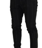 Dolce & Gabbana Black Striped Men Trousers Cotton Pants
